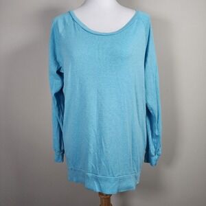 TNA Aritzia Long Sleeve Shirt Womens Medium Blue Raglan Top Staple Everyday Tee